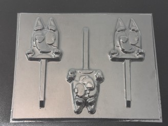 594sp Blue Dog and Friend Chocolate or Hard Candy Lollipop Mold